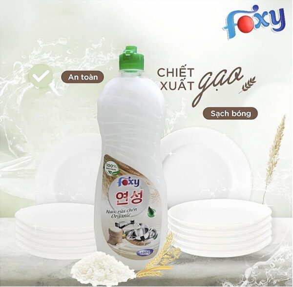 Rửa bát Foxy hữu cơ chiết xuất từ sữa gạo 800ml